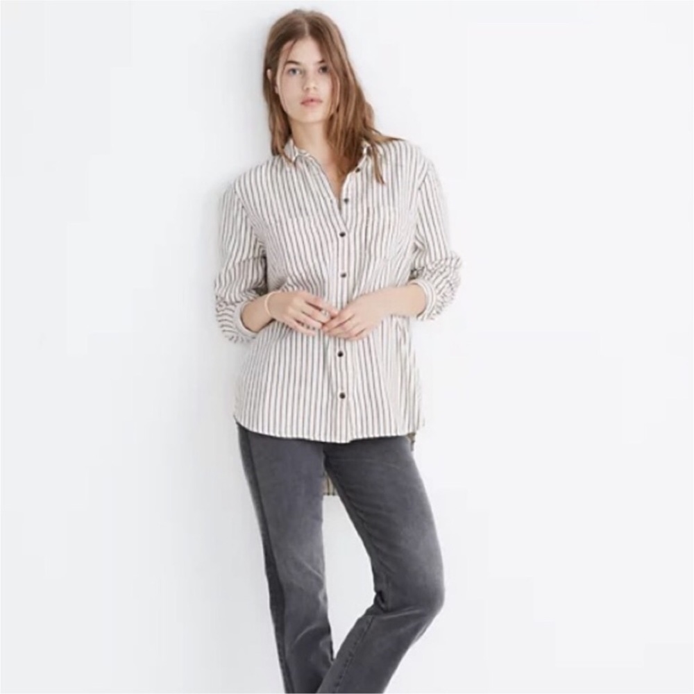 MADEWELL FLANNEL SUNDAY OVERSIZED FLANNEL BUTTON DOWN TOP. SIZE XS
